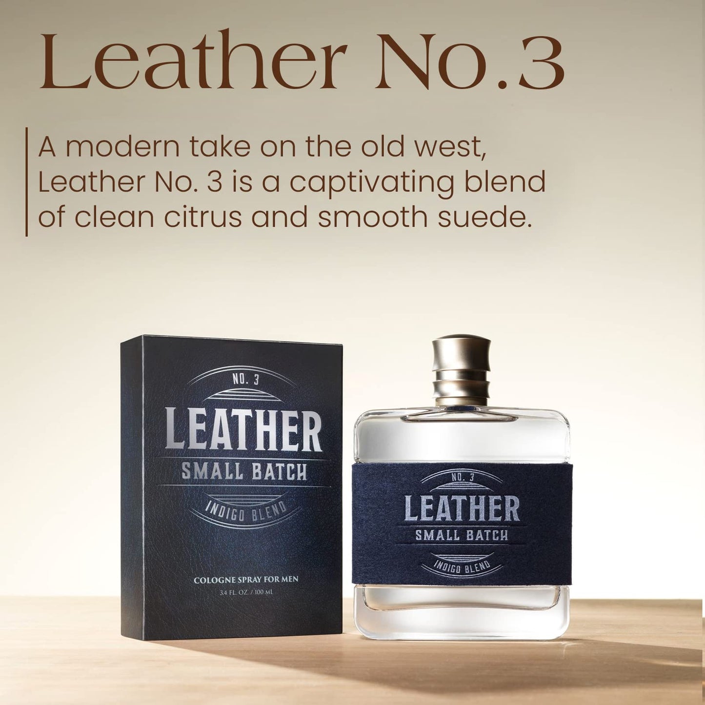 Tru Western Leather #3 Indigo Blend Men's Cologne, 3.4 fl oz (100 ml) - Clean, Smooth, Masculine Beauty & Personal Care Tru Fragrance Beauty