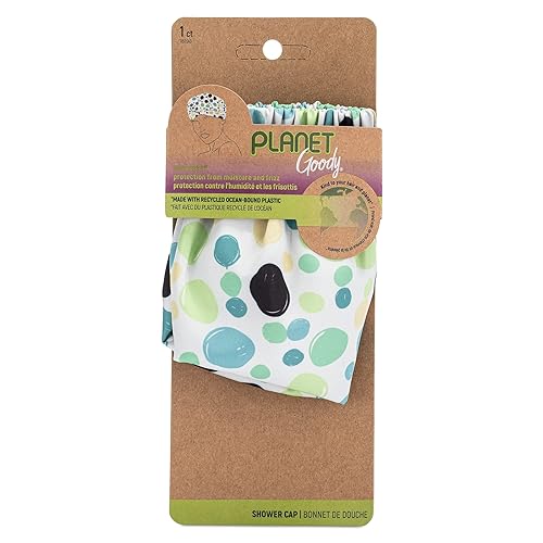 GOODY Planet Shower Cap,1 Count - Green Dots - Protect Your Hairstyle While Remaining Comfortable - Hair Accessories for Men,Women,Boys,& Girls - Made Beauty & Personal Care GOODY