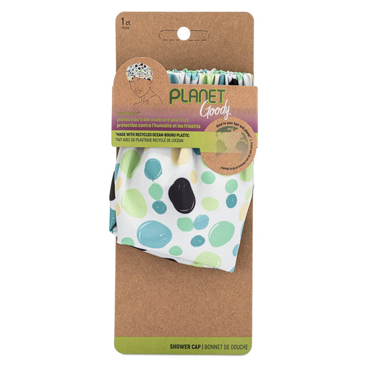GOODY Planet Shower Cap,1 Count - Green Dots - Protect Your Hairstyle While Remaining Comfortable - Hair Accessories for Men,Women,Boys,& Girls - Made Beauty & Personal Care GOODY