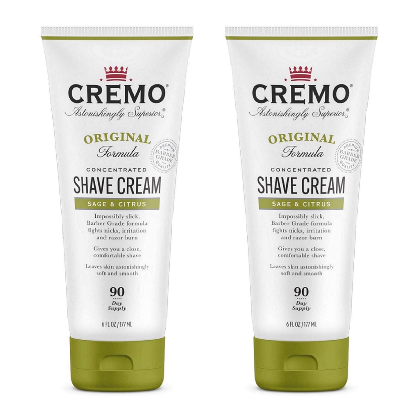 Cremo Barber Grade Sage & Citrus Shave Cream, Astonishingly Superior Ultra-Slick Shaving Cream Fights Nicks, Cuts and Razor Burn, 6 Fl Oz (2 Pack) Beauty and Personal Care Cremo