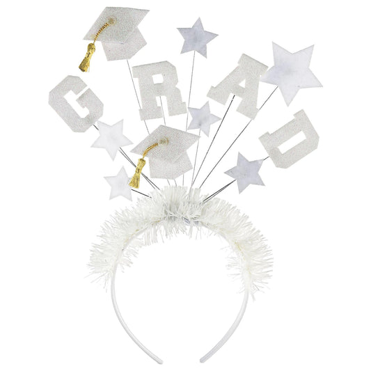 Amscan G-R-A-D Headband (9" x 4") - 1 Pc. | Vibrant, Perfect Accessory For Graduation Parties And Photoshoots, White