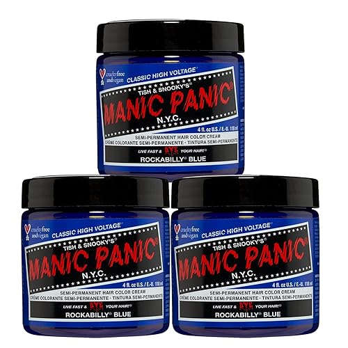 MANIC PANIC Classic Rockabilly Blue Semi Permanent Hair Color - True Neutral Blue Hair Dye for Women & Men That Lasts 4-6 Weeks - Vegan, Ammonia Beauty & Personal Care MANIC PANIC