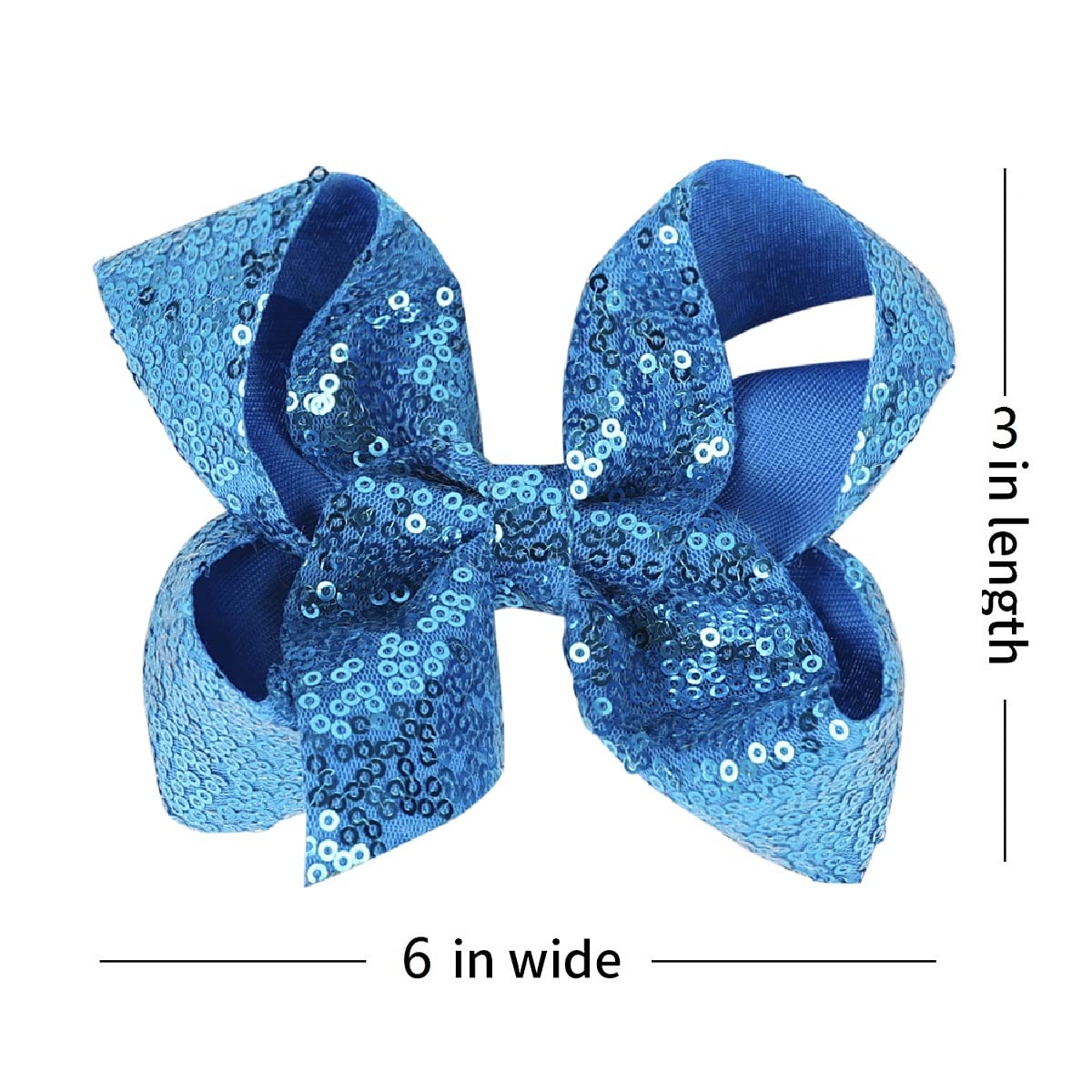 AMYDECOR 6 Inch Blue Sparkly Glitter Sequin Hair Bows for Girls Toddlers Kids Children Teenage (2PCS) Beauty & Personal Care AMYDECOR