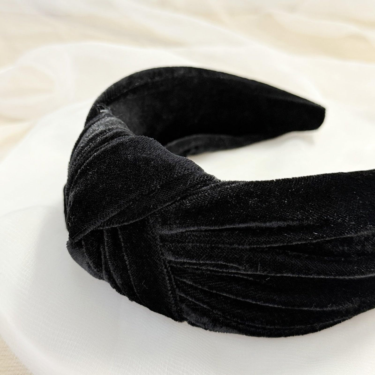 allydrew Wide Knotted Velvet Headbands, Top Knot Velvet Headbands for Women, Black