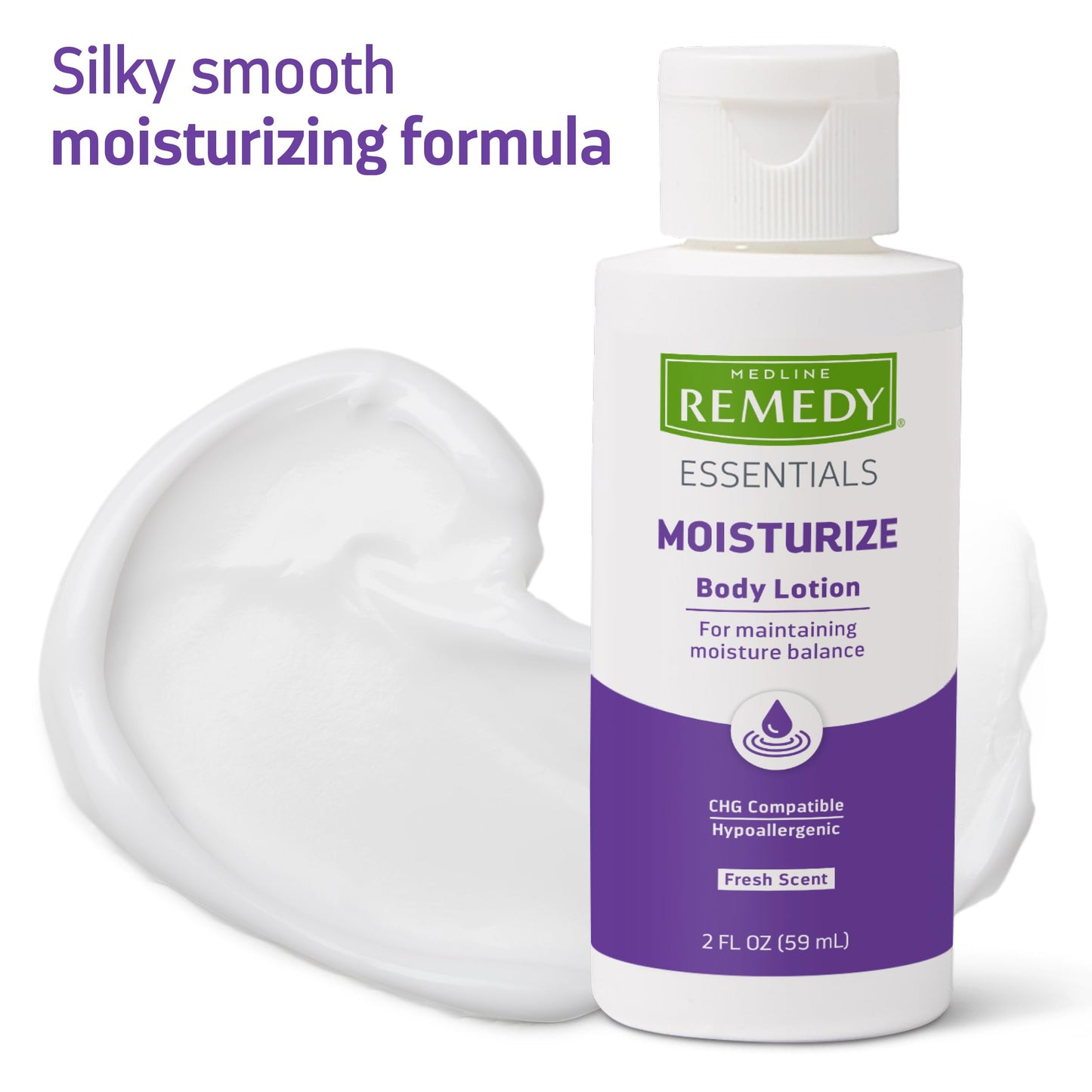 Medline Remedy Essentials Moisturizing Body Lotion (2 oz Bottle), Fresh Scent, Travel-Size, Hydrating, Non-Greasy, For Dry Skin, Hypoallergenic, Men Beauty & Personal Care Medline