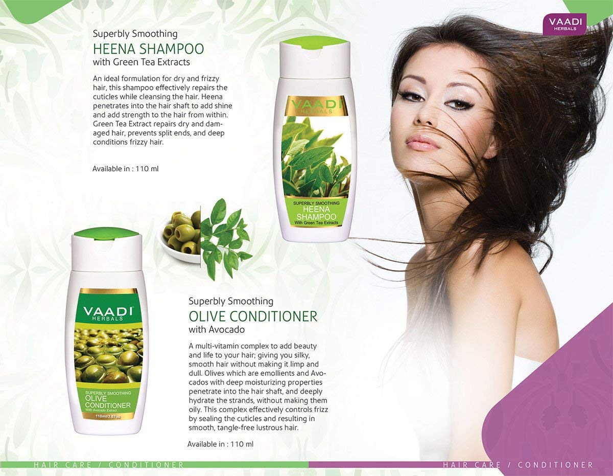 Vaadi Herbals Superbly Smoothing Heena Shampoo, 110ml with Olive Conditioner, 110ml Beauty & Personal Care NWIL