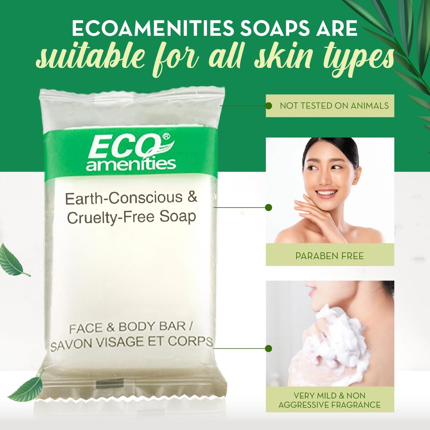 ECO amenities Bar Soap Pack - 200 Count, 1 oz Travel Body Bars - Individually Wrapped Hotel Guest Soaps for Travel Hygiene - Light Green Tea Scent Beauty & Personal Care ECO amenities