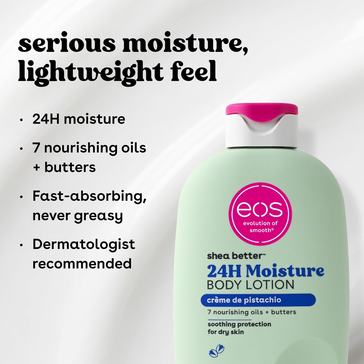 eos Shea Better Body Lotion- Crème de Pistachio, 24-Hour Moisture Skin Care, Lightweight & Non-Greasy, Made with Natural Shea, Vegan, 16 fl oz Beauty and Personal Care eos