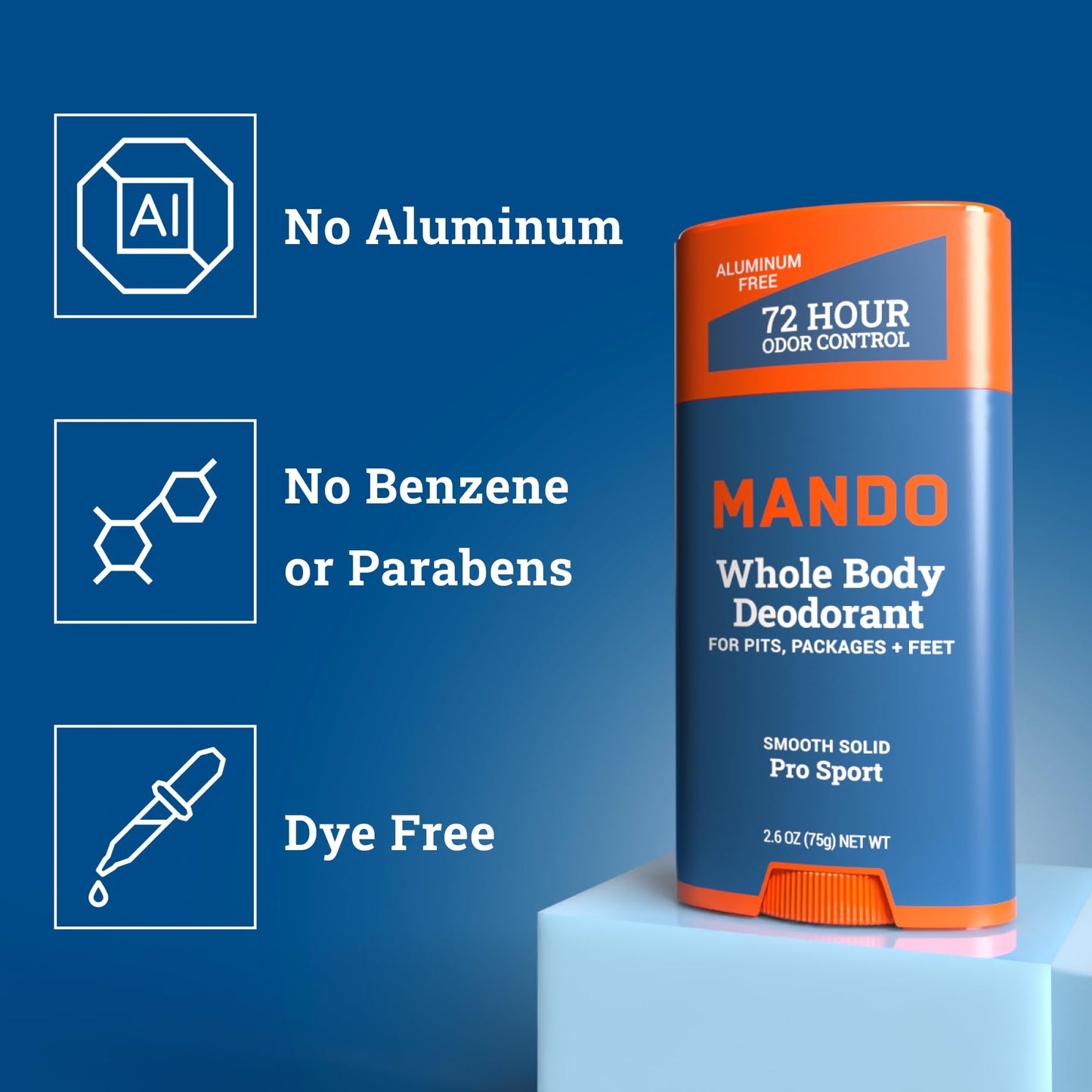 Mando Whole Body Deodorant - Invisible Cream and Solid Formulas - 72 Hour Odor Control - Aluminum & Baking Soda Free - Skin Safe - 3 oz Cream & 2.6 oz Beauty and Personal Care Mando