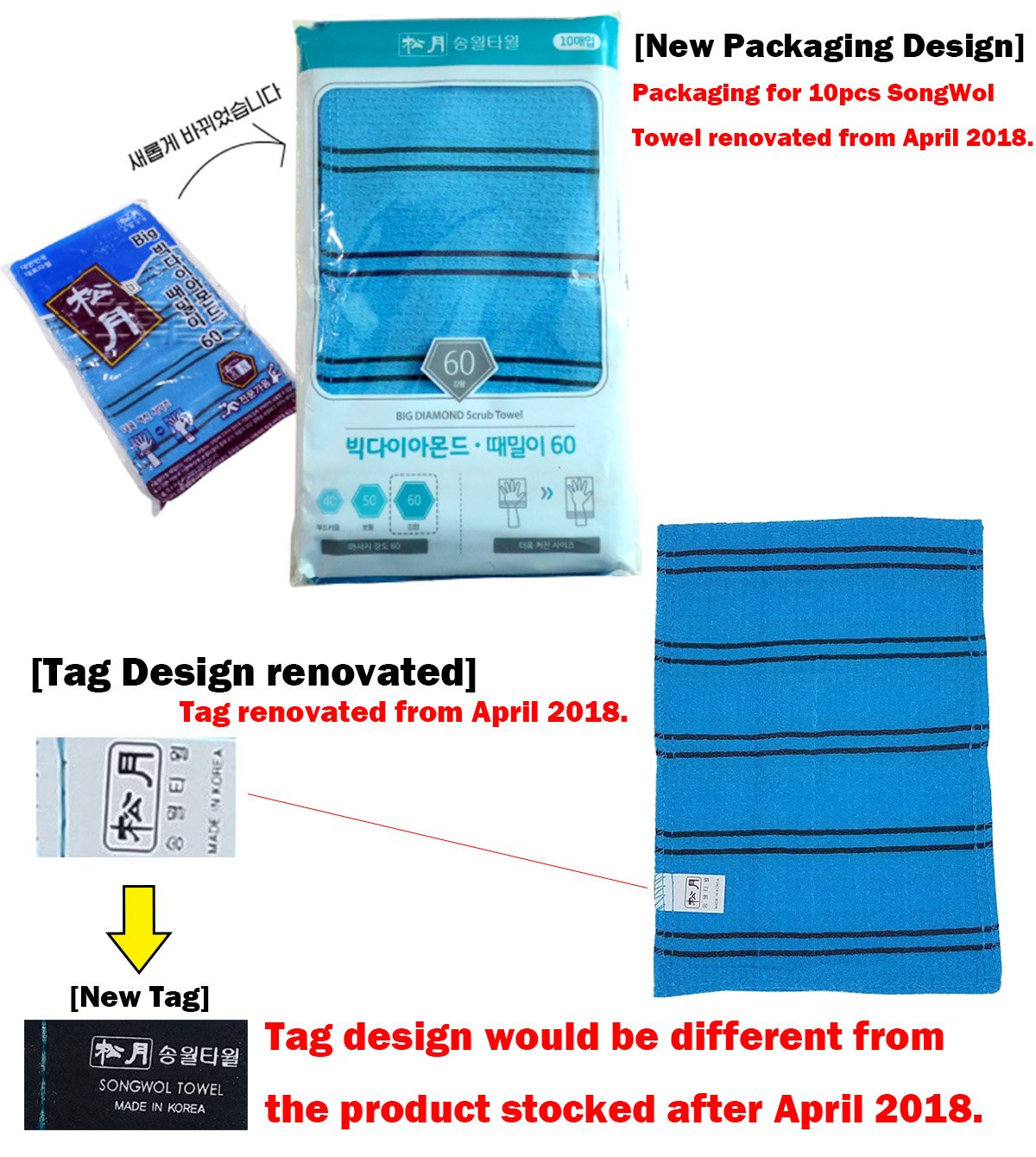 SongWol Korean Beauty Skin X-Large Viscos Exfoliating Bath Towel Gloves Strong Scrub Wash Clothes (10 pack) Beauty & Personal Care SONGWOL