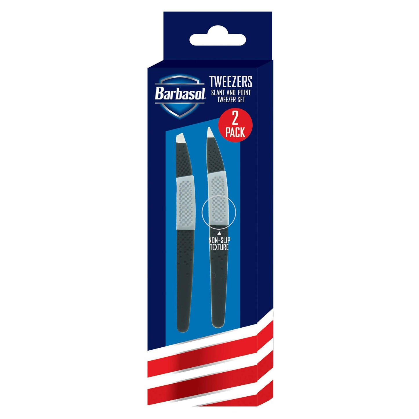 Barbasol Non Slip Stainless Steel Tweezer (2 Pack) - Slanted and Pointed Beauty and Personal Care Barbasol