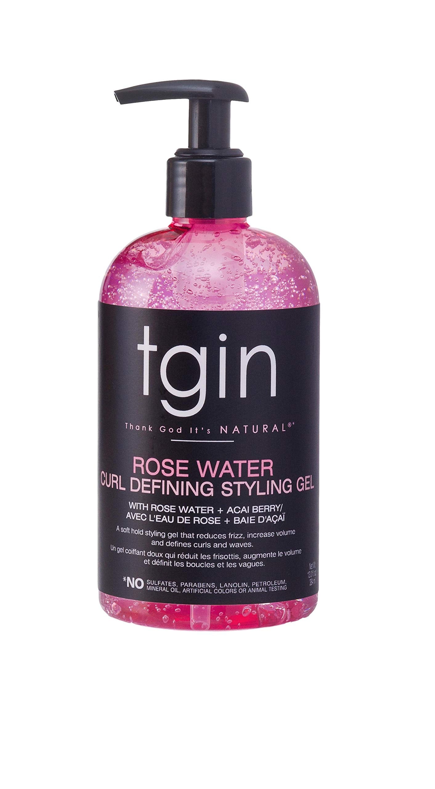tgin Rose Water Curl Defining Styling Gel - Lightweight Hair Gel for Soft, Defined Curls - Curly Hair Products for Frizz Reduction & Volume Boost - No Beauty & Personal Care Thank God It's Natural