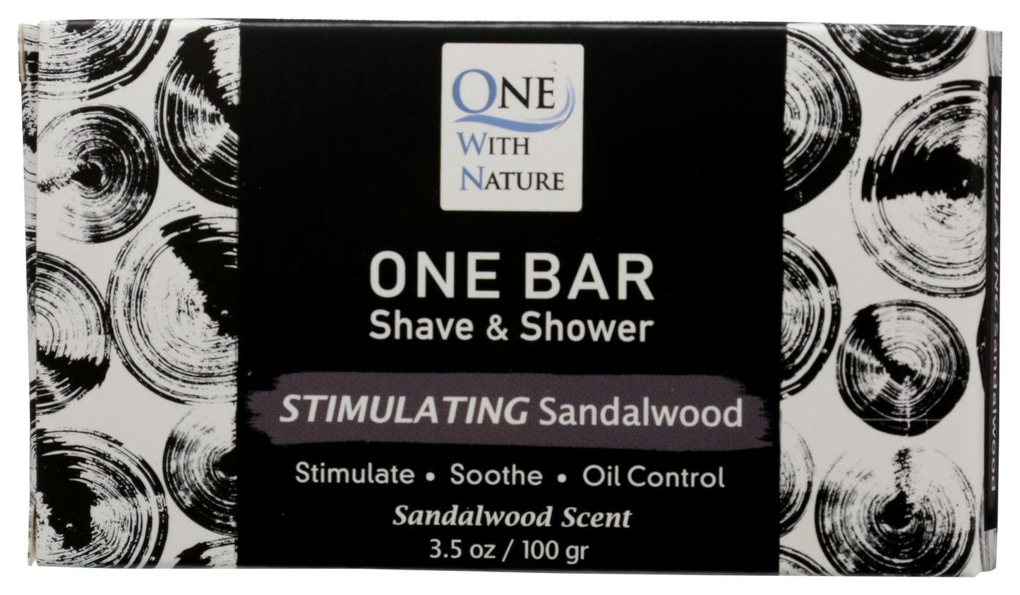 One Bar Shave & Shower Stimulating Sandalwood One With Nature 3.5 oz Bar Soap Beauty & Personal Care One With Nature