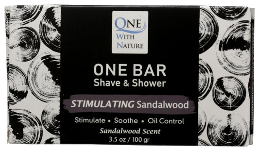 One Bar Shave & Shower Stimulating Sandalwood One With Nature 3.5 oz Bar Soap Beauty & Personal Care One With Nature
