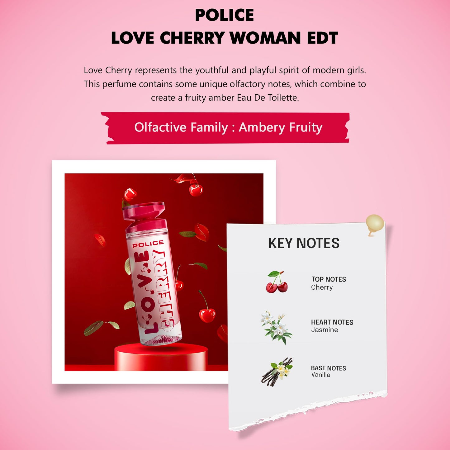 Love Cherry by Police for Women - 3.4 oz EDT Spray Beauty & Personal Care Police