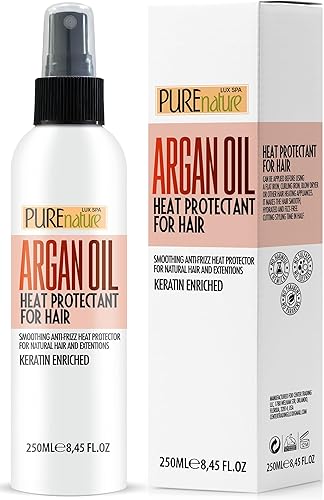 Moroccan Argan Oil Heat Protectant Spray for Hair - Leave In Thermal Guard against Flat Iron, Straightener and Blow Dry Damage - Hydrating Anti Frizz Beauty & Personal Care PURE NATURE LUX SPA