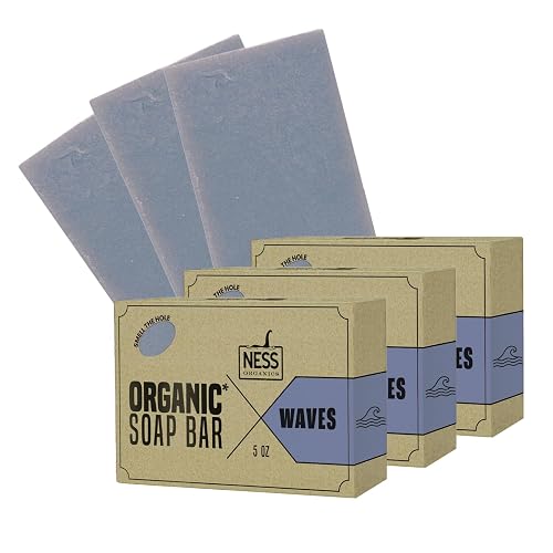 Ness Mens Soap Bar - Waves Scent - Natural Soap For Men - Mens Bar Soap With Organic Ingredients & Essential Oils - Moisturizing Bar Soap - Handmade Beauty & Personal Care Ness Organics