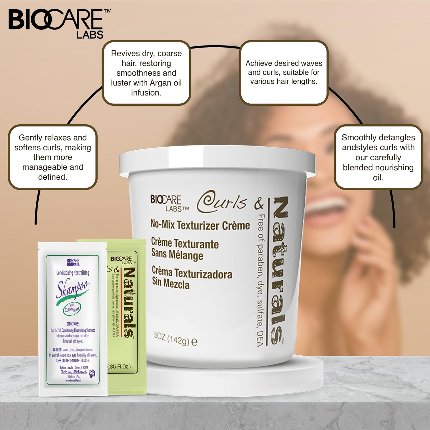 Curls & Naturals Hair & Curl Softener Kit With Moroccan Argan Oil | Natural Curl Patterns Nourishes & Moisturizes Hair Detangle, and Texturize, Curl Beauty & Personal Care Biocare