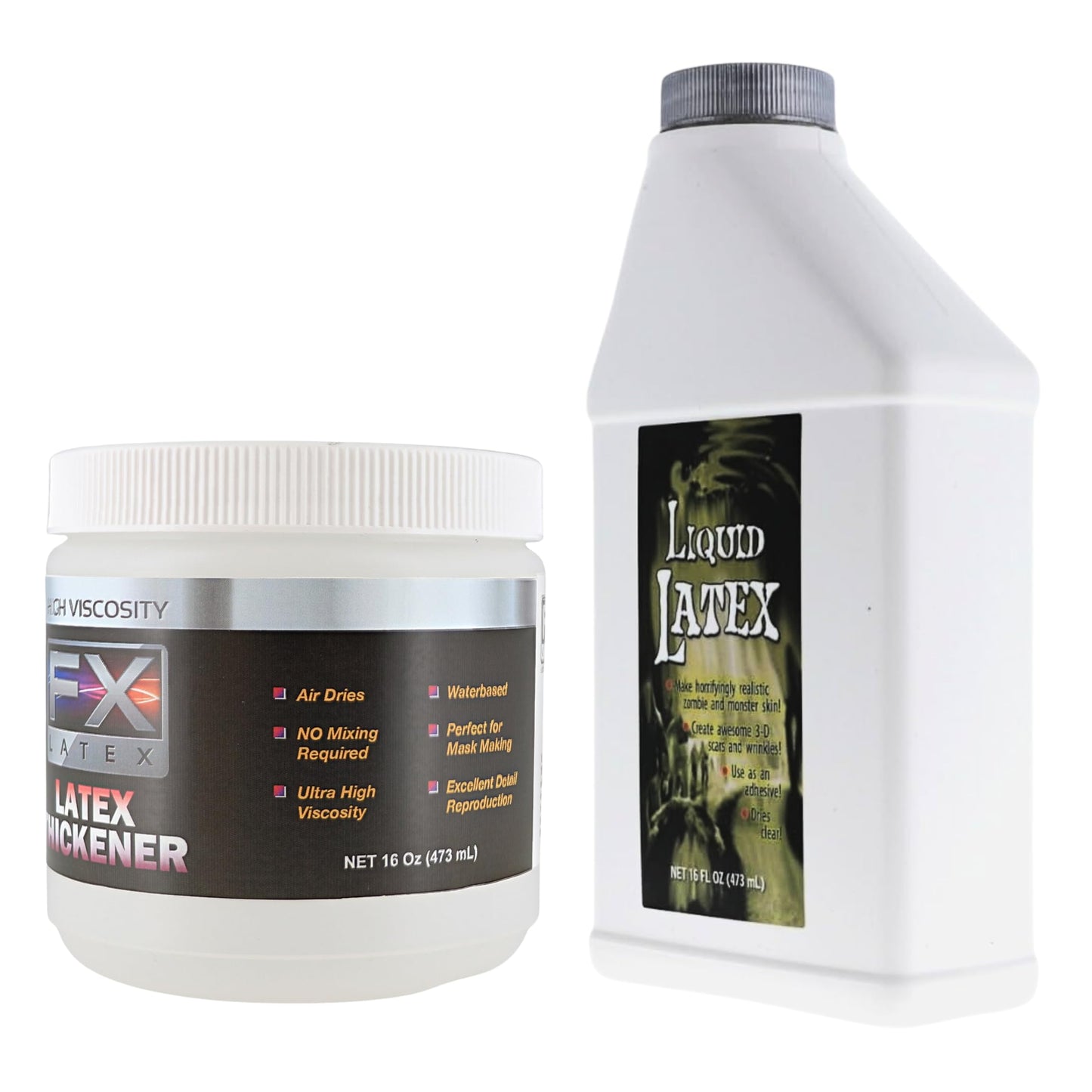 Liquid Latex and Latex Thickener Kit - Professional Grade for SFX, Cosplay, Mold Making, Face & Body Art - Dries Fast, Flexible Finish - 16 fl oz Beauty & Personal Care Liquid Latex Fashions