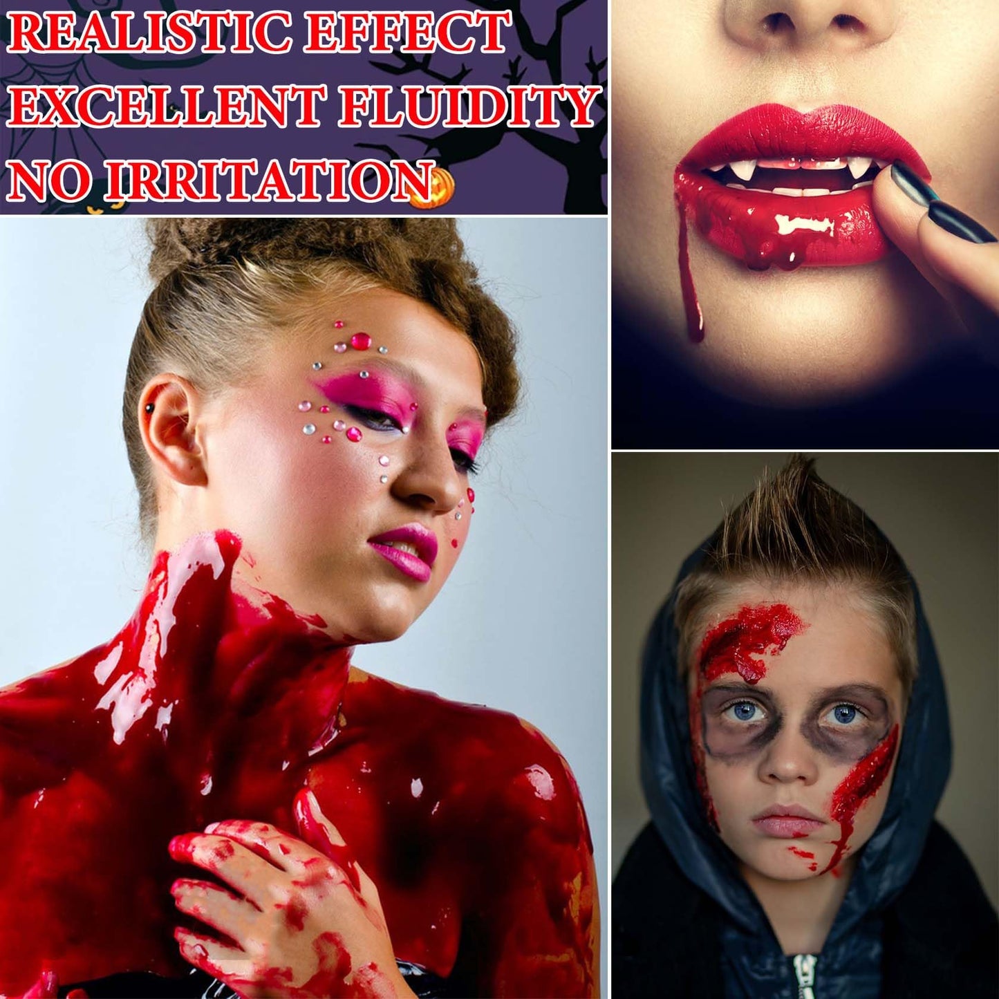 Fusang Fake Blood Spray,Halloween Fake Blood Washable Realistic Special Effects Zombie Vampire Costume Makeup & Dress Up,SFX Makeup Fake Liquid Blood Beauty & Personal Care Fusang