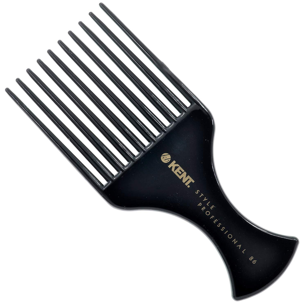 Kent SPC86 Black Salon-Style Professional Pick and Barber Comb - Afro Parting Comb for the Care of Curly and Thick Hair - Sleek style