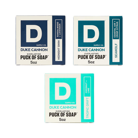 Duke Cannon Supply Co. Men's Soap Puck 3-Pack Bundle - Midnight Swim, Seawolf & Tropic Drift Scents - Triple-Milled Long-Lasting Hydrating Bar Soap Beauty and Personal Care Duke Cannon Supply Co. Default Title