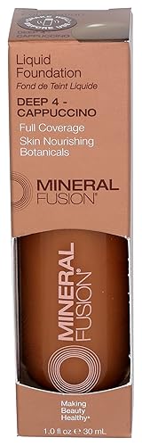 Mineral Fusion Full Coverage Foundation, Liquid Foundation - Deep 4- Deep Complexion w/Golden Undertones, Lightweight Matte Finish, Up to 12 Hr Beauty & Personal Care Mineral Fusion