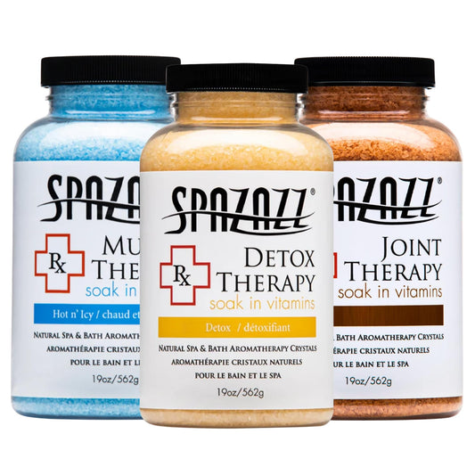 Spazazz Hot Tub Aromatherapy RX Muscle Detox Joint Bath Salt Crystals Bundle. Three Jars of 19oz Spazazz Hot Tub Crystals with Hot/Cold Towel Beauty and Personal Care Spazazz