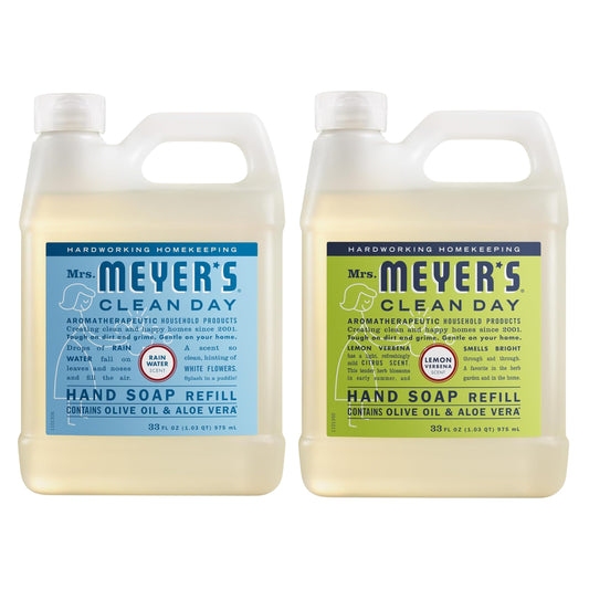 Mrs. MEYER'S CLEAN DAY Hand Soap Refill Scent Variety Pack 2 CT (Lemon Verbena + Rain Water) Beauty & Personal Care Mrs. MEYER'S