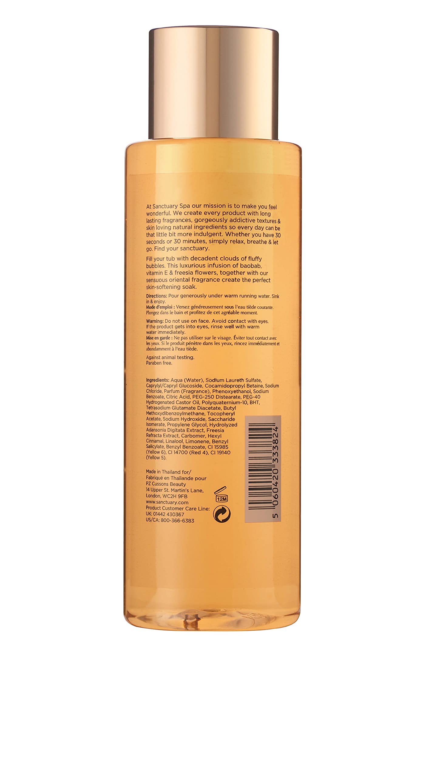 Sanctuary Spa Bubble Bath, Vegan Luxury Bath Float, Cruelty Free, 500 ml Beauty and Personal Care SANCTUARY