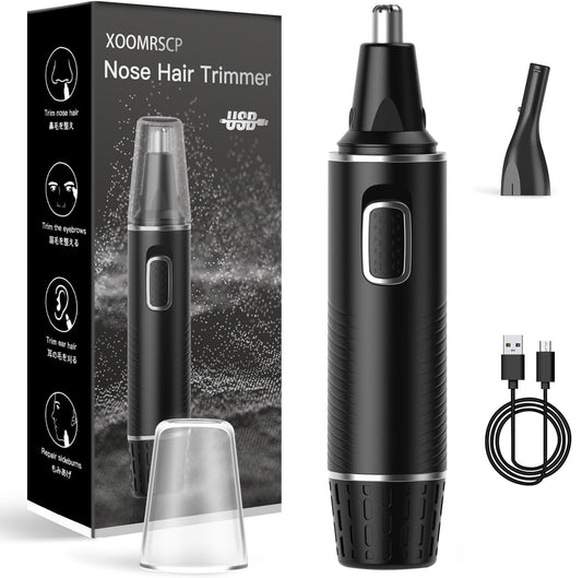 XOOMRSCP Professional Rechargeable Nose Hair Trimmer for Men - 2-in-1 Painless Ear & Nose Trimmer with IPX7 Waterproof Dual-Edge Blades, Also Beauty and Personal Care XOOMRSCP