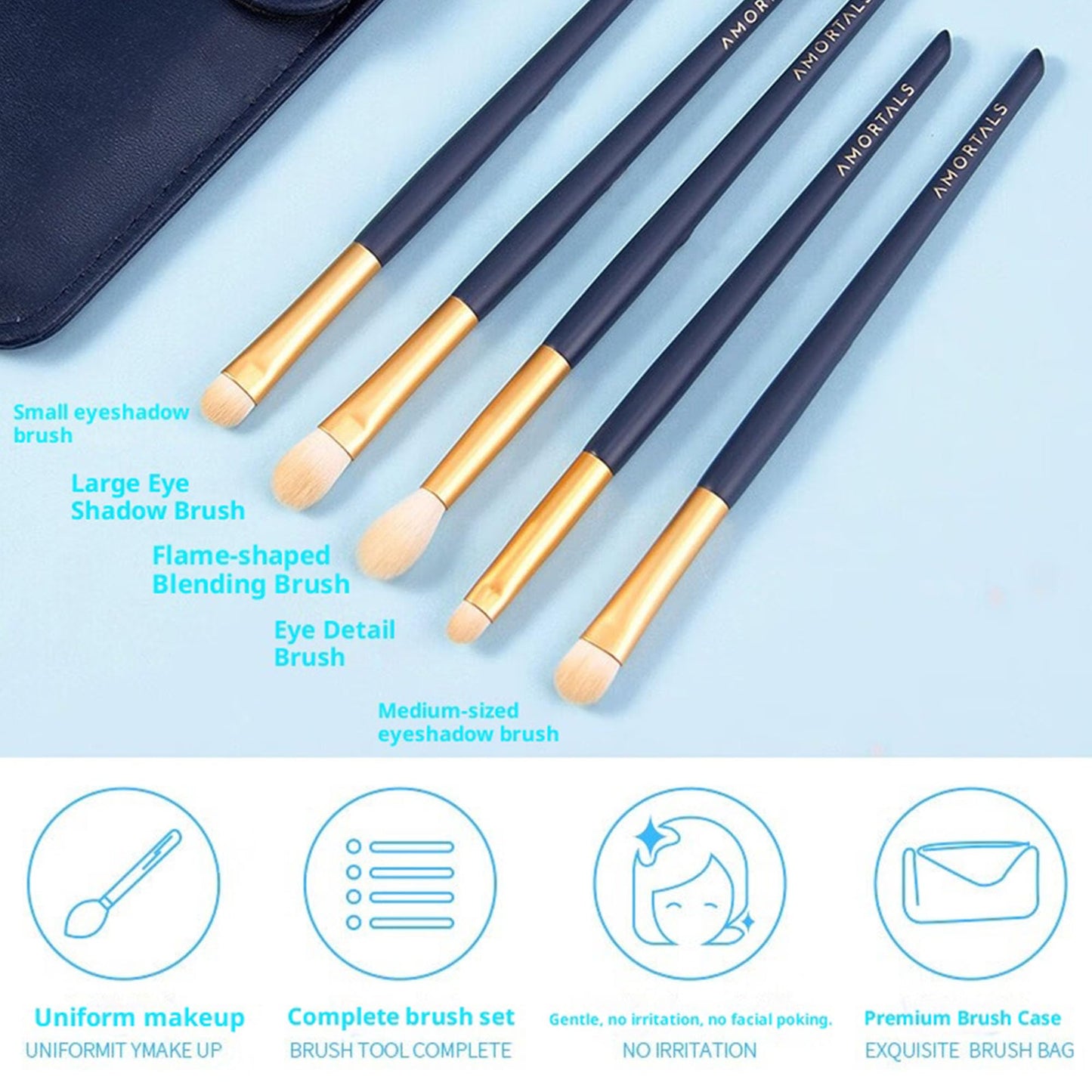 5-Piece Professional Eye Makeup Brush Set Ideal for Concealer, Eyebrow Makeup, And Eyeliner Application Features Soft Bristles and Injection-Molded Beauty & Personal Care SSyntillate