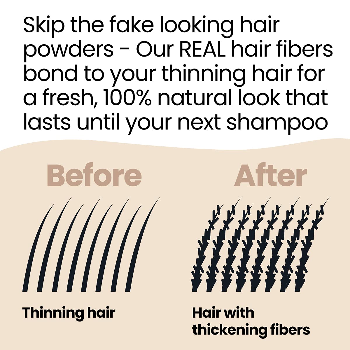 Hair Illusion Black Real Hair Fibers 18g – 100% Natural Texture, Non-Synthetic, Covers Thinning Hair & Bald Spots for Men & Women Beauty & Personal Care Hair Illusion