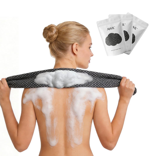 Exfoliating Shower Towel, Premium Scrub Wash Cloth for Body Face, Shower Towel for Smooth Skin, 2-in-1 Exfoliating Washcloth-Body Scrubber with 2 Beauty and Personal Care AWIL