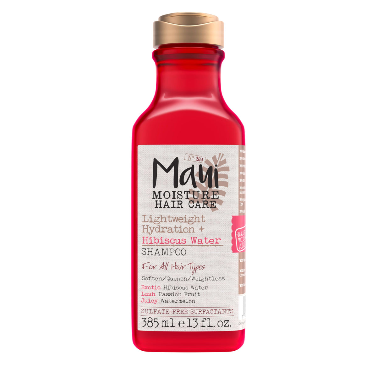 Maui Moisture Lightweight Hydration + Hibiscus Water Shampoo, Moisturizing Aloe Vera Shampoo Softens Curly Hair, Vegan & Sulfate-Free Surfactants, 13 Beauty & Personal Care Maui Moisture