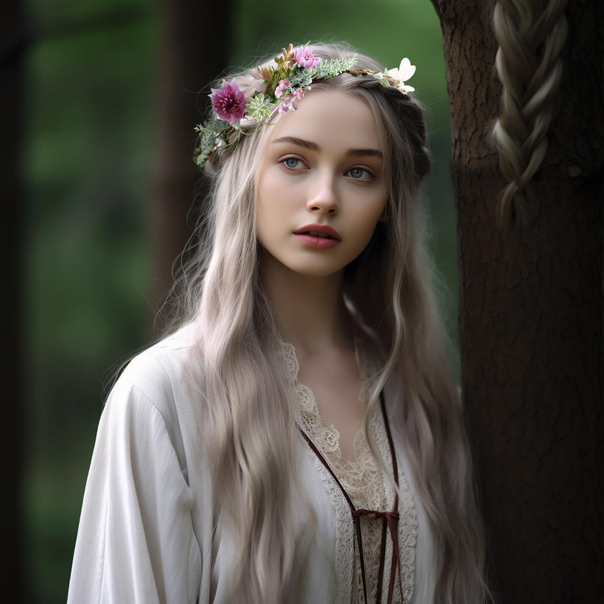 LLinfflr Vine Flower Crown Boho Headband Floral Halo Headpiece Rosy Prom