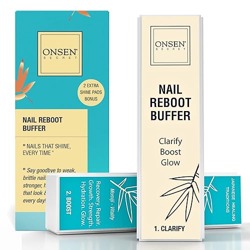 Onsen Secret Professional Nail Buffer Block | 4-Way Buffing for Natural Shine & Healthy Natural Nails - Includes 2 Extra Shine Pads, Salon-Quality Beauty & Personal Care MarvelsAura