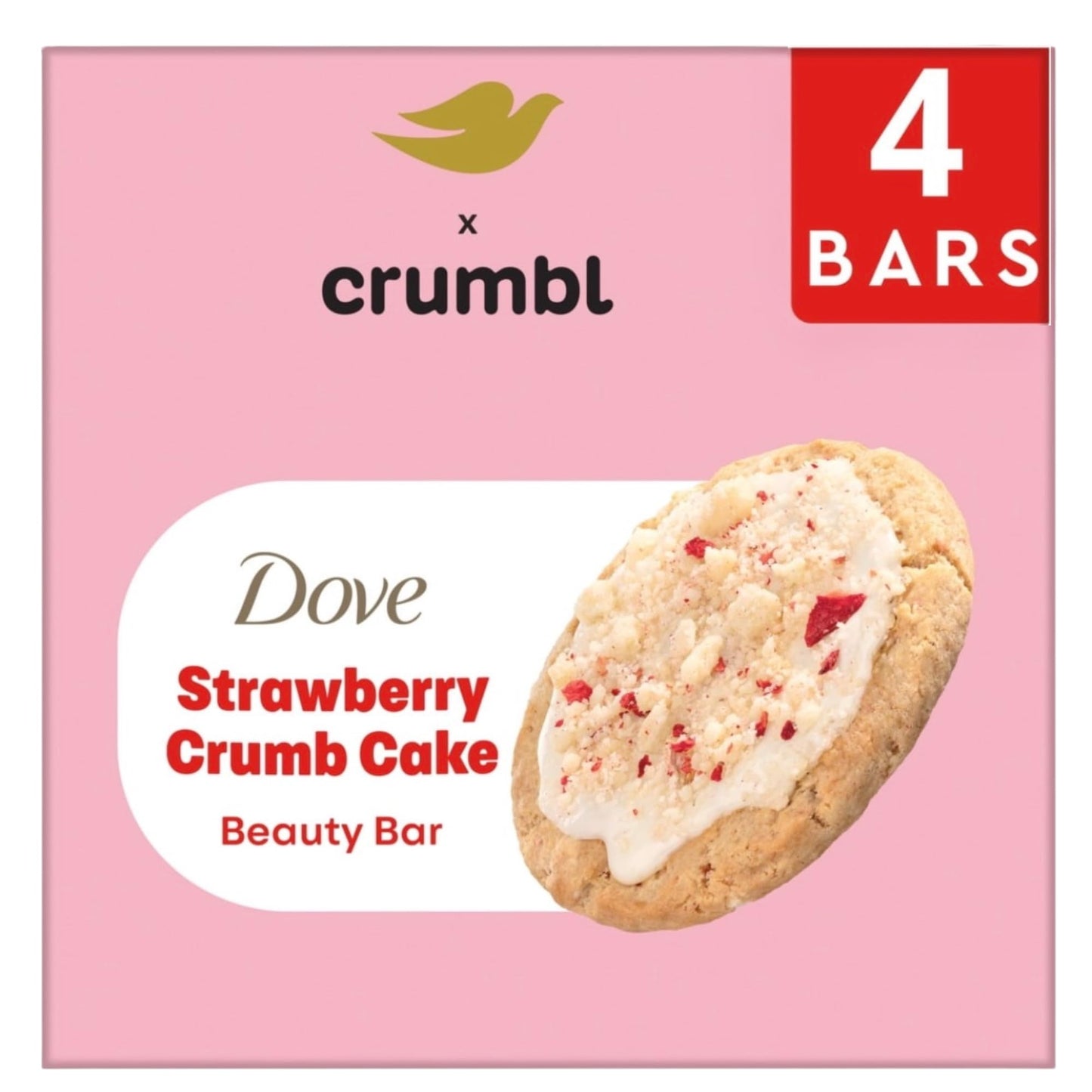 Dove x Crumbl Strawberry Crumb Cake Beauty Bar, Limited Edition, Strawberry Scent, 4 Bars Beauty & Personal Care Dove