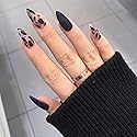 MISUD Press on Nails - Medium Stiletto Glue on Nails with Black Cheetah, Acrylic Matte Leopard Design 24 pcs Beauty & Personal Care MISUD