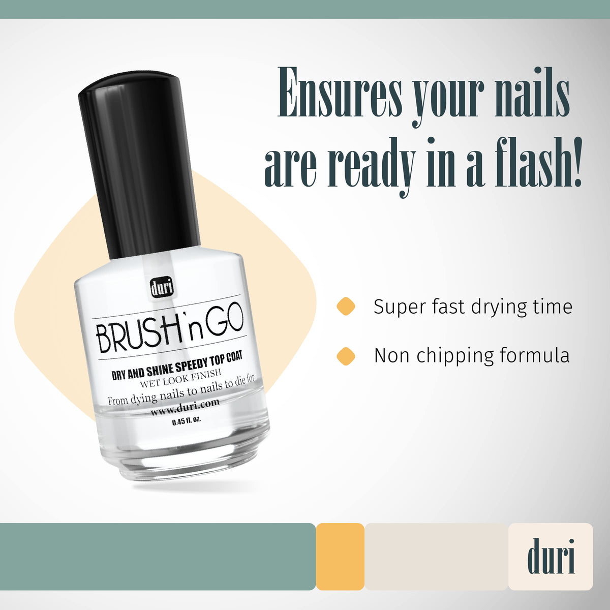 duri Brush'n Go Dry and Shine Speedy Top Coat, Fast Dry Top Coat Nail Polish - 0.45 fl.oz. (pack of 1) Beauty & Personal Care duri