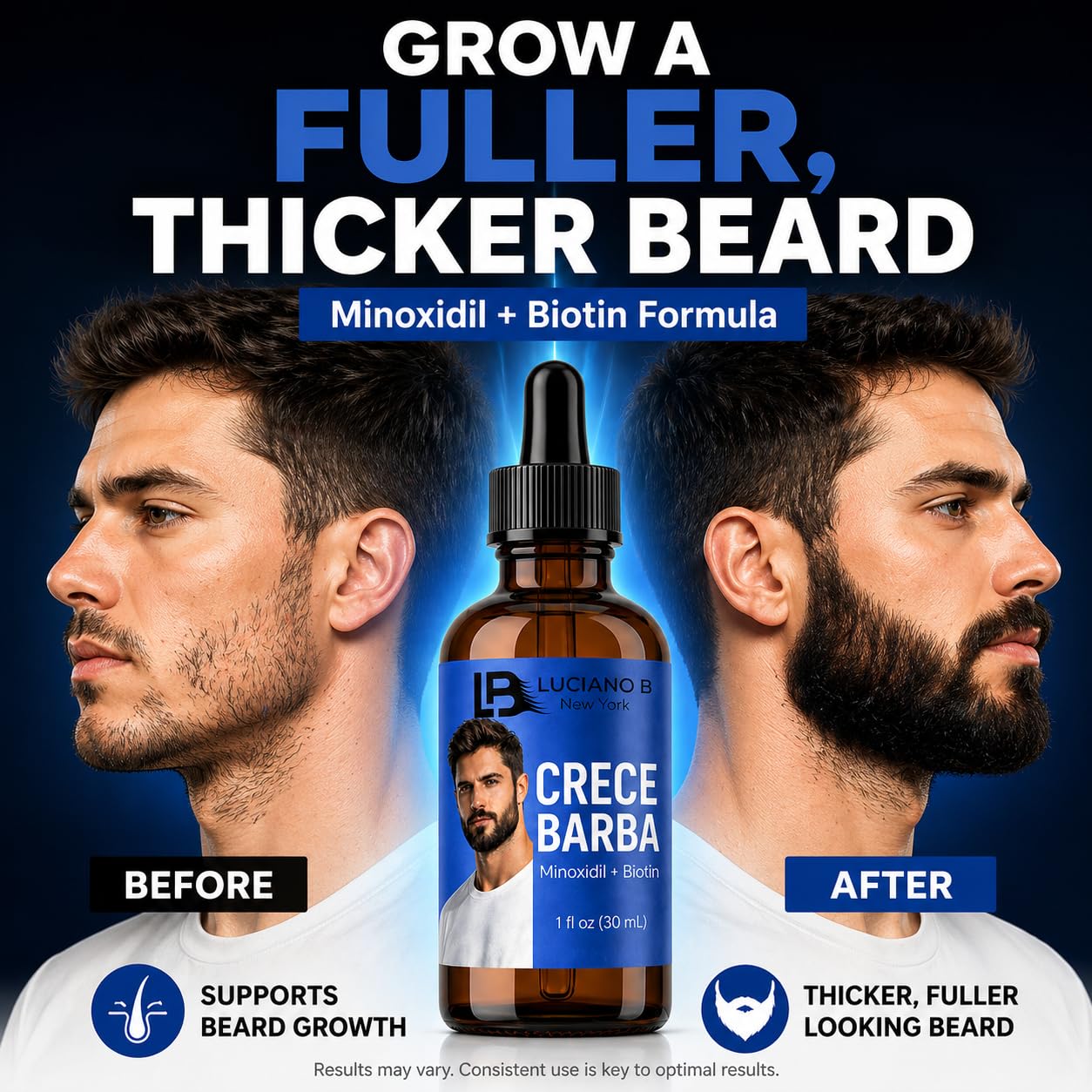 Luciano B Beard Growth Serum for Men, 1 fl oz (30 mL) Crece Barba Beauty and Personal Care DOMINICAN MAGIC