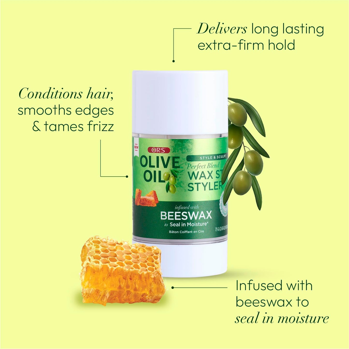 Olive Oil Style & Sculpt Perfect Blend Wax Stick Styler Infused with Beeswax to Seal in Moisture (2.6 oz) Beauty & Personal Care Olive Oil