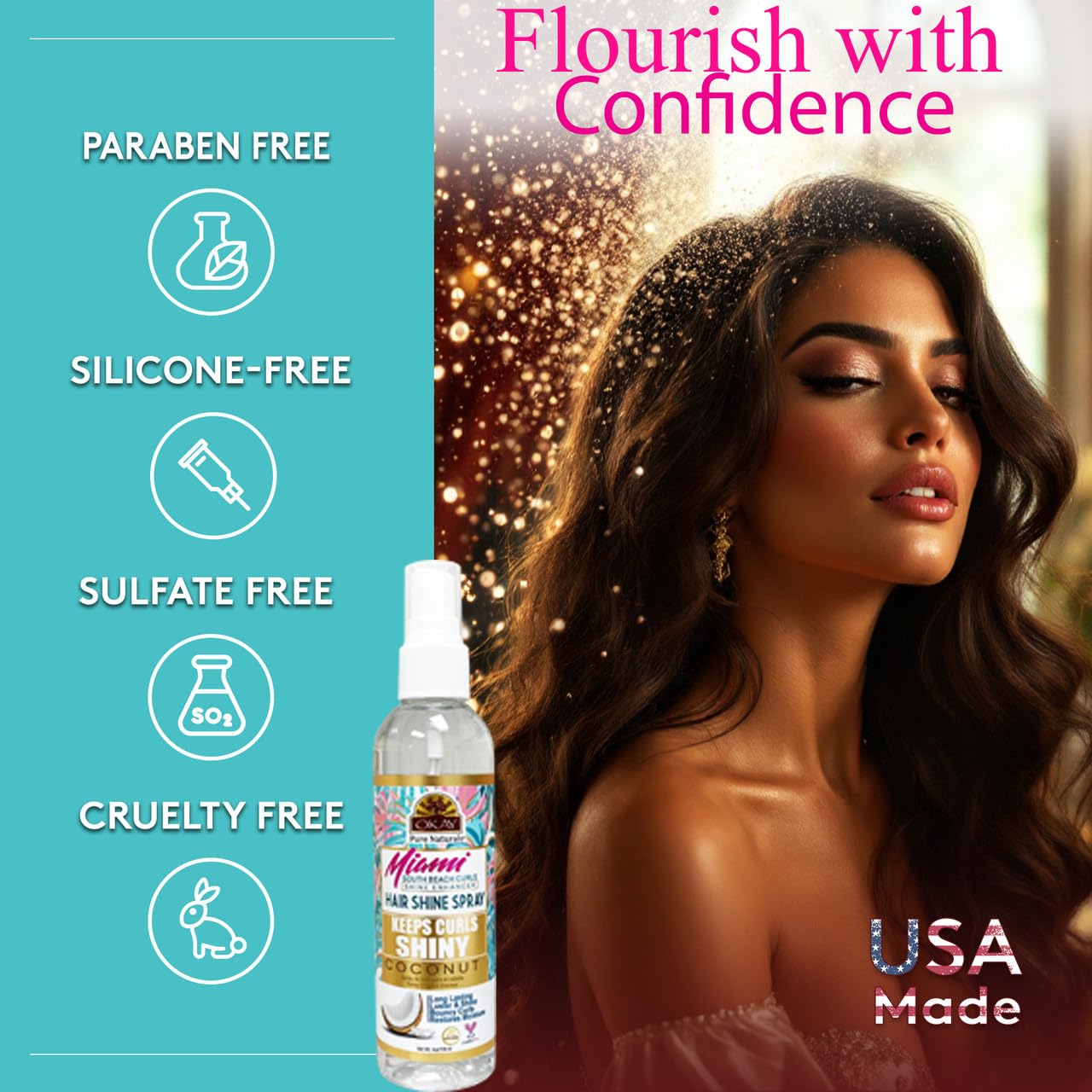 OKAY Hair Shine Spray 4 oz - Shine Enhancer for Curly, Wavy & Straight Hair - Frizz Control, Gloss Finish & Lightweight Styling Spray with Vitamin E Beauty & Personal Care OKAY
