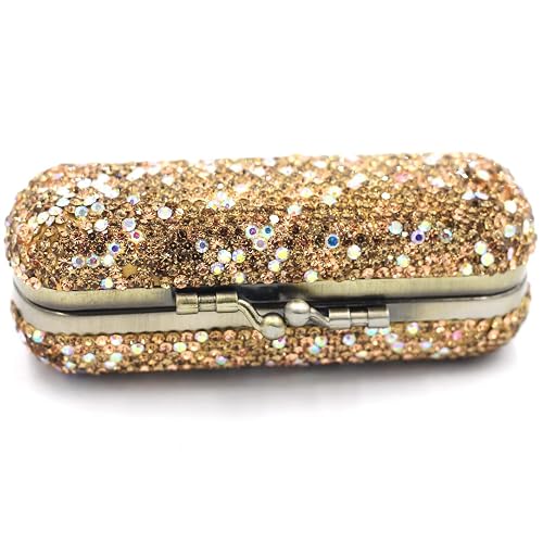 Bestbling Bling Rhinestone Crystal Lipstick Case Holder Organizer bag Cosmetic Storage for Women's Lipstick Jewelry Kit (Gold) Beauty & Personal Care Bestbling