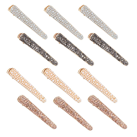 MIAO JIN 12 Pcs Rhinestone Pearls Alligator Hair Clips Duckbill Hairpins for Women's and Girls Hair Accessories Beauty & Personal Care MIAO JIN