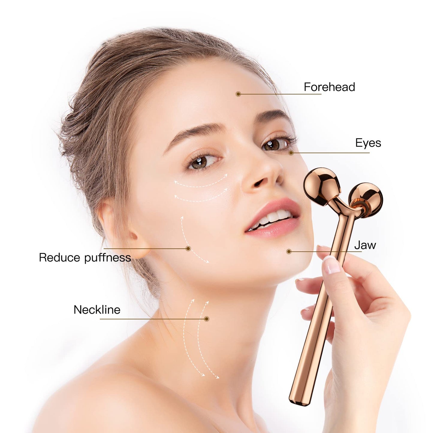 Tekson Face Roller, Facial Metal Massager, Massage Tool for face (Rose) Beauty & Personal Care Tekson