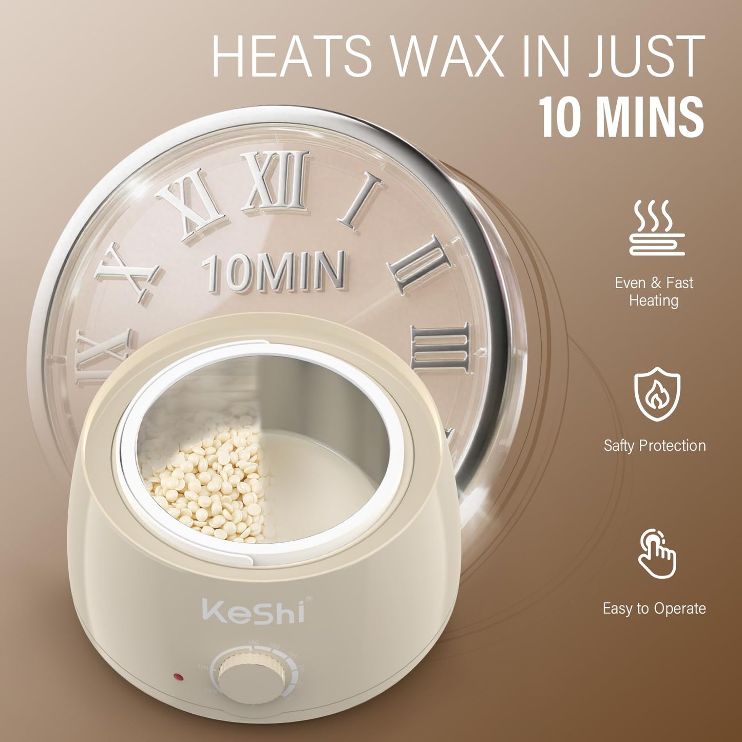 KeShi Waxing Kit, Painless Hair Removal Wax Warmer with 6 Bags Wax Beans(Ivory) Beauty and Personal Care KeShi
