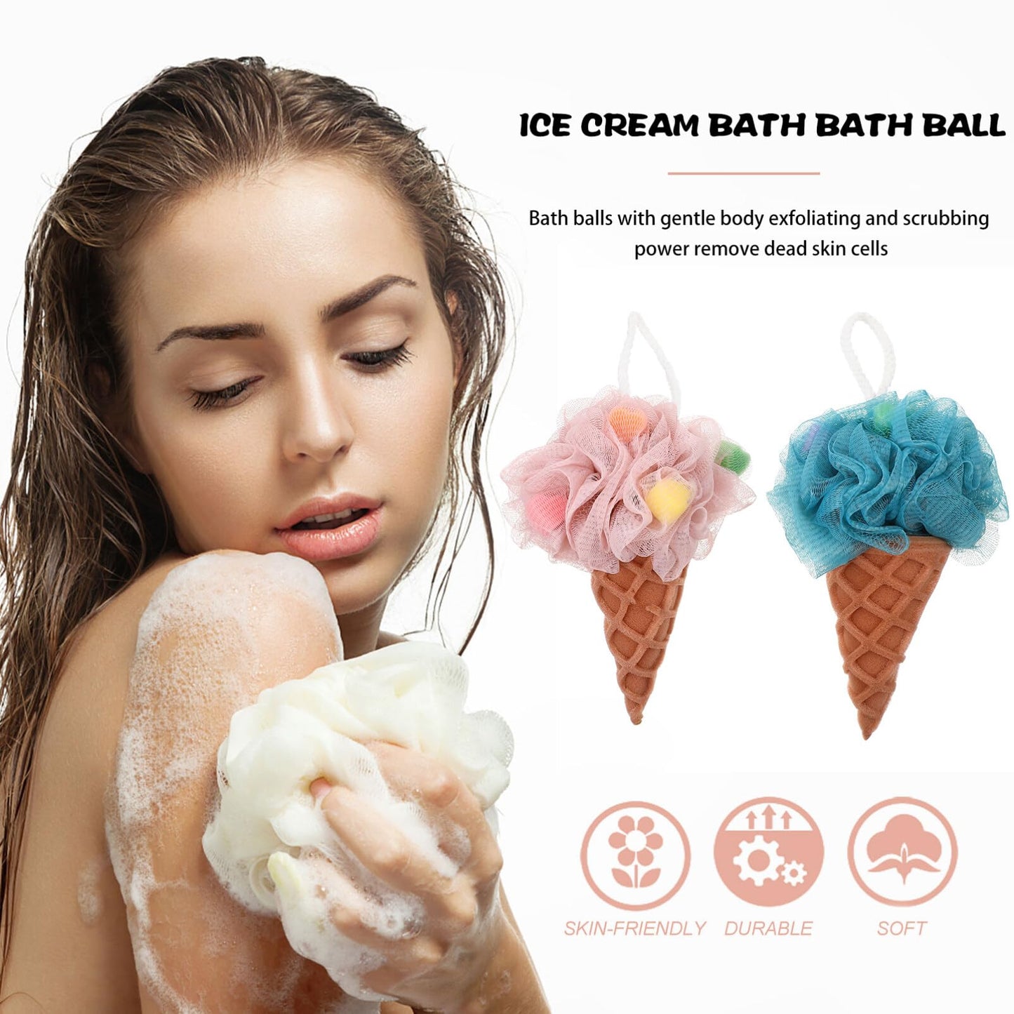 Beavorty 2Pcs Fruit Bath Ball Loufa Puff Sponge Cleaning loofahs Sponge Adorable Shower Loofah Kids loofahs for Shower mesh Body Baby Puffs Home Beauty and Personal Care Beavorty