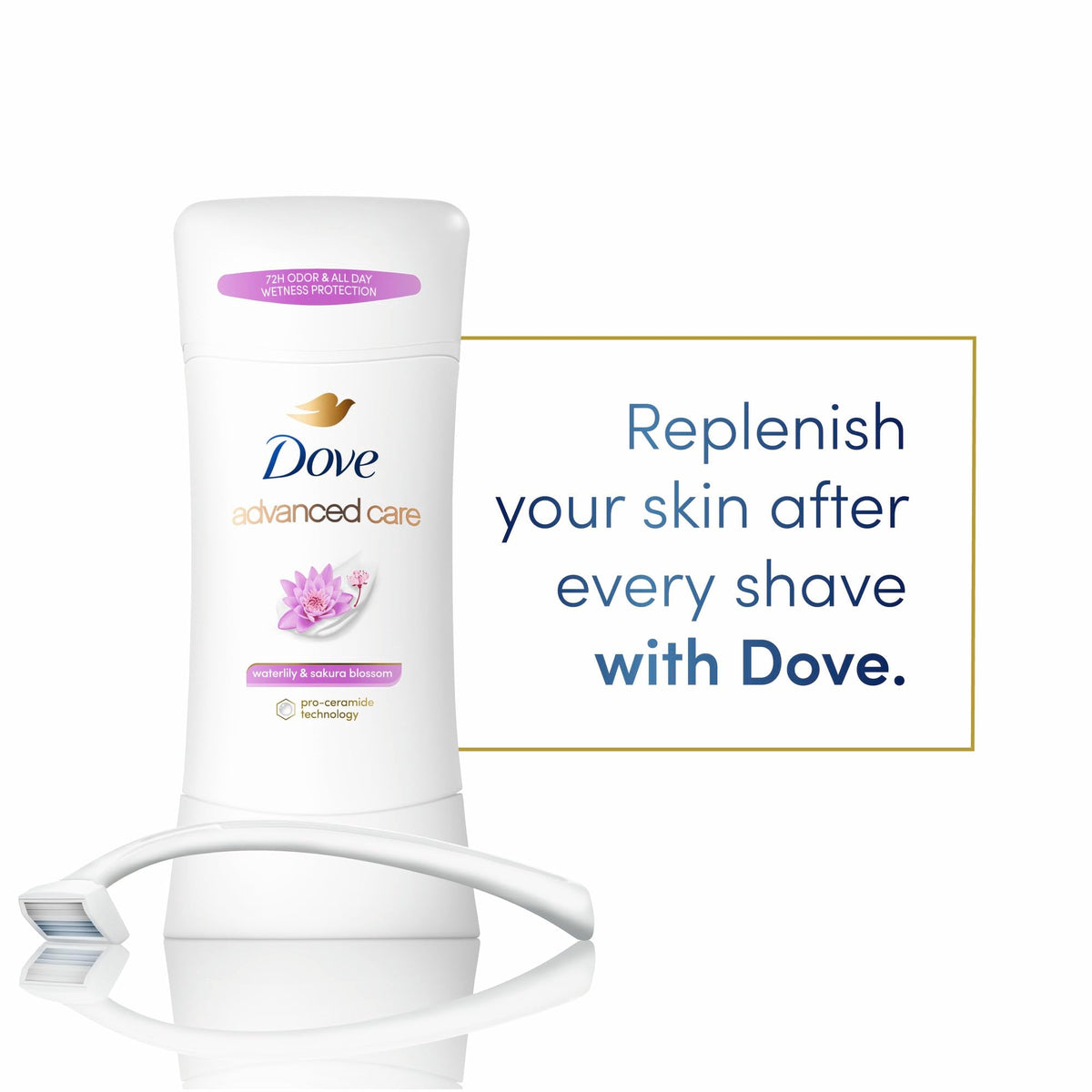 Dove Advanced Care Antiperspirant Deodorant Stick Waterlily & Sakura Blossom 3ct For underarm care with Pro Ceramide technology with 72-hour odor Beauty and Personal Care Dove