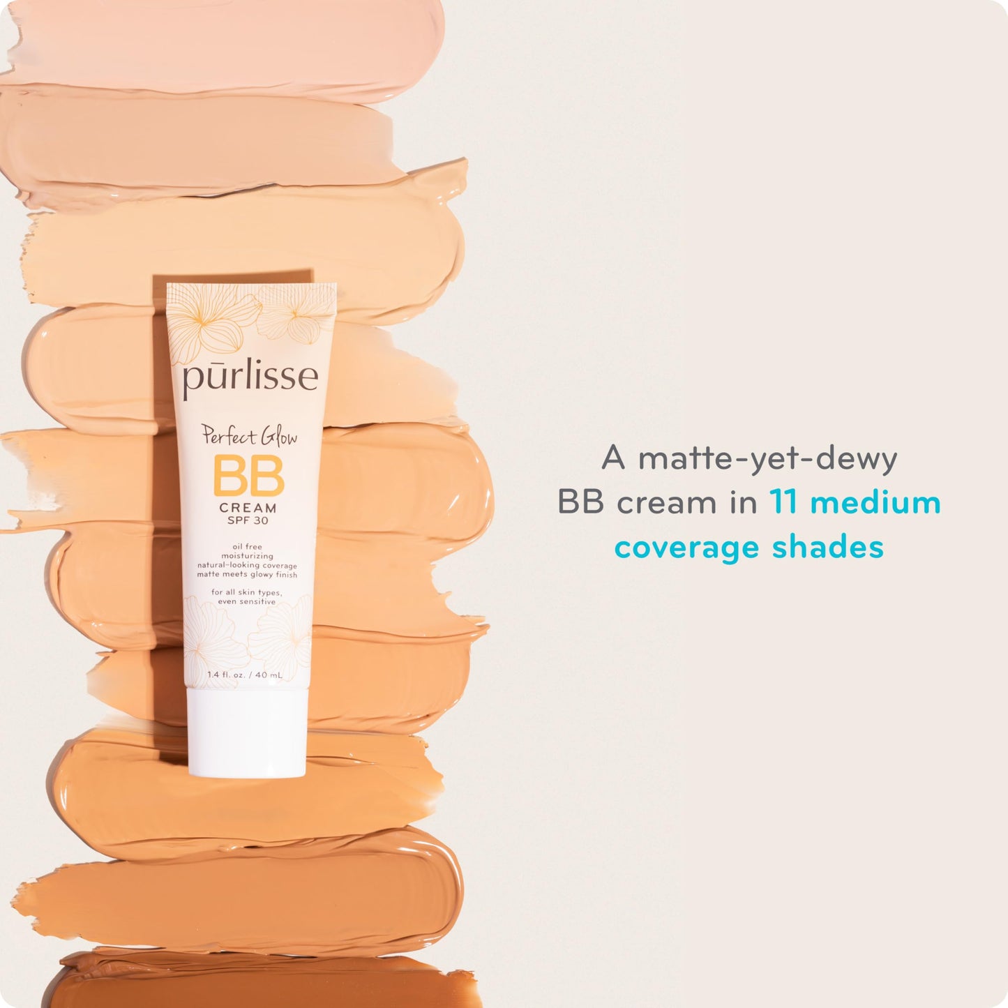 pūrlisse Perfect Glow BB Cream with SPF 30 - Matte Meets Dewy Finish - Enriched with Goji & Hawthorn Berry to Help Improve Skin Texture & Radiance Beauty & Personal Care pūrlisse